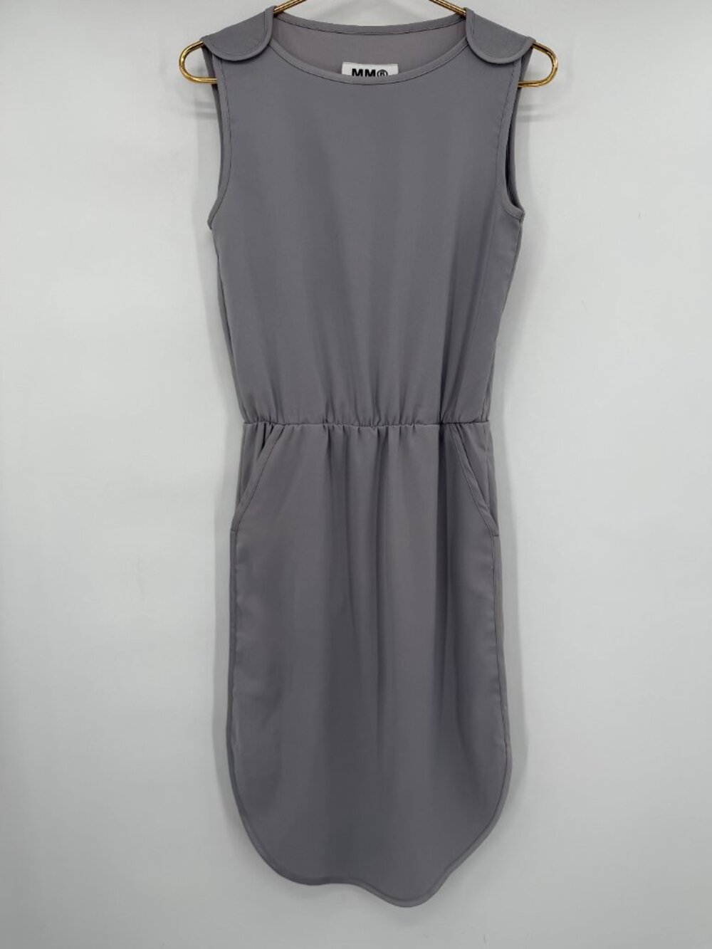 MM6 Maison Martin Margiela Gray Sleeveless Pocket Midi Dress Italy Designer